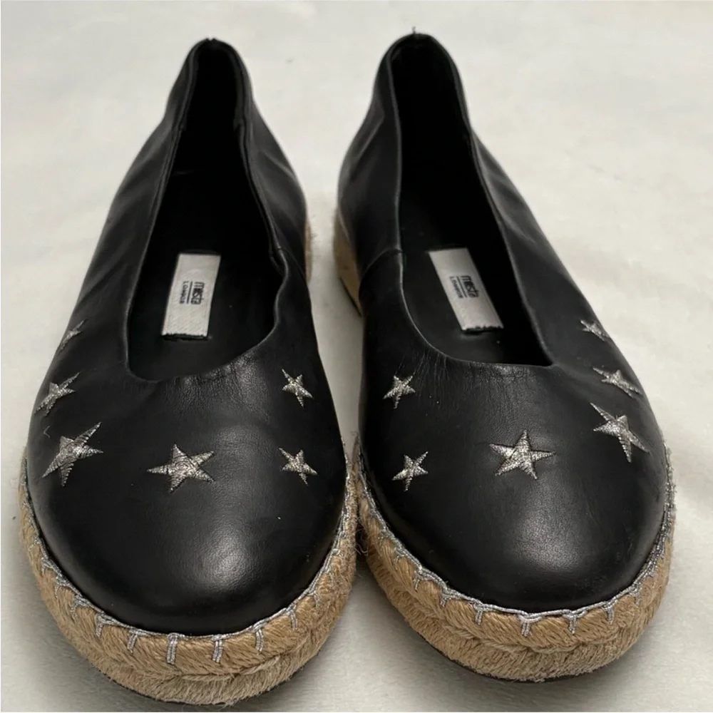 Miista Black Ballet Star-Embroidered Espadrille Flats - Women Size 40